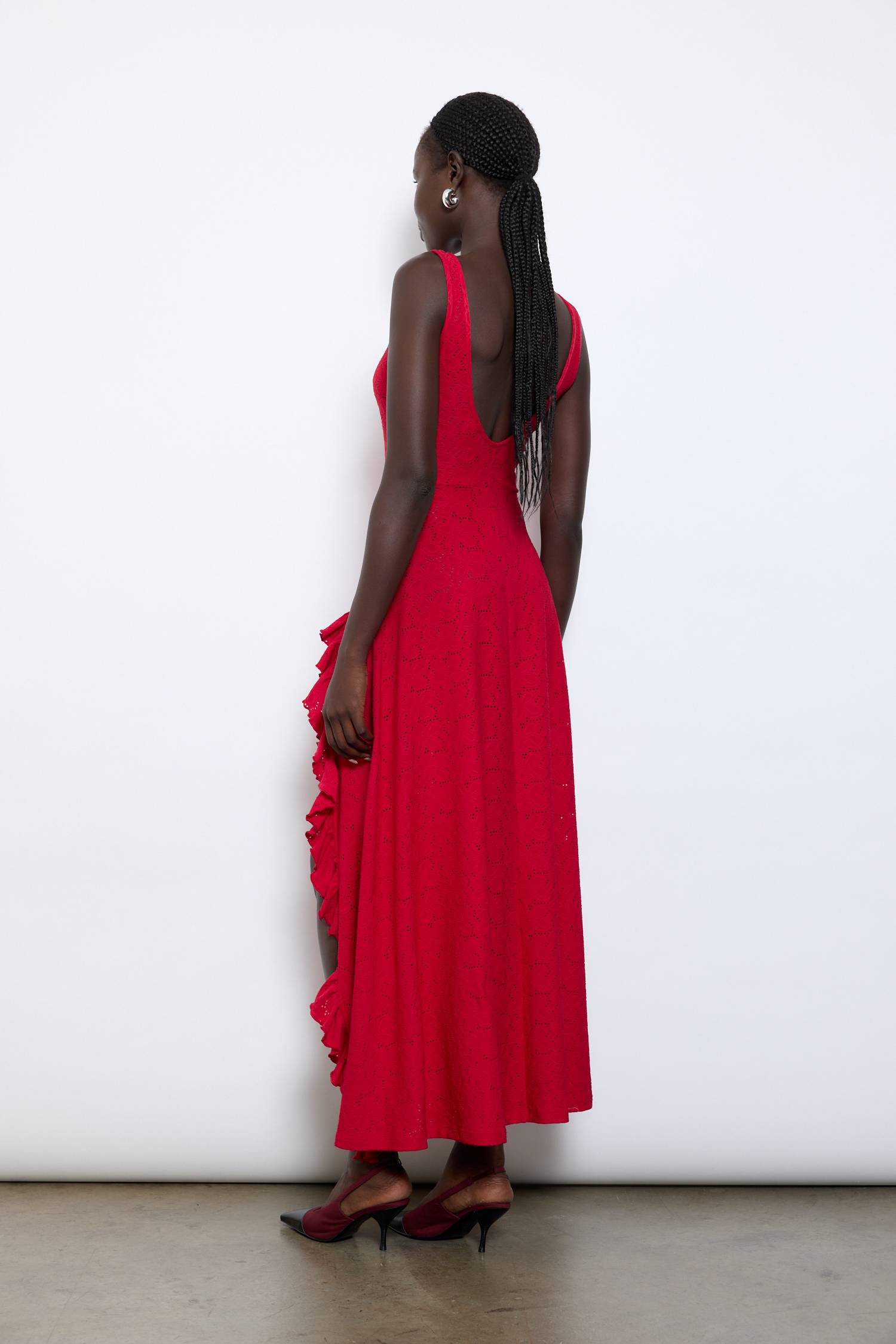 Ruffled Maxi Dress | Deep Red