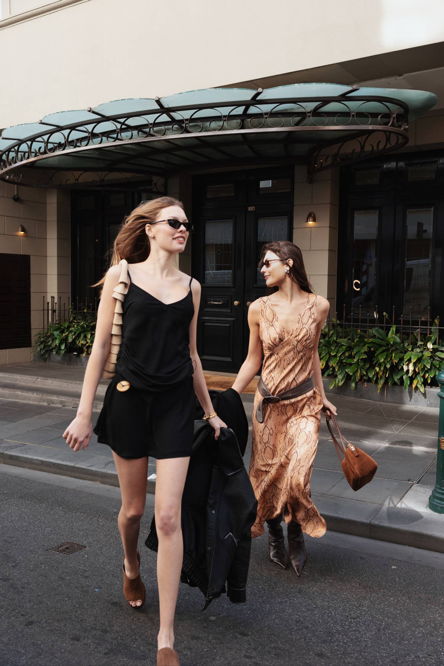 Georgette Draped Mini Dress | Black