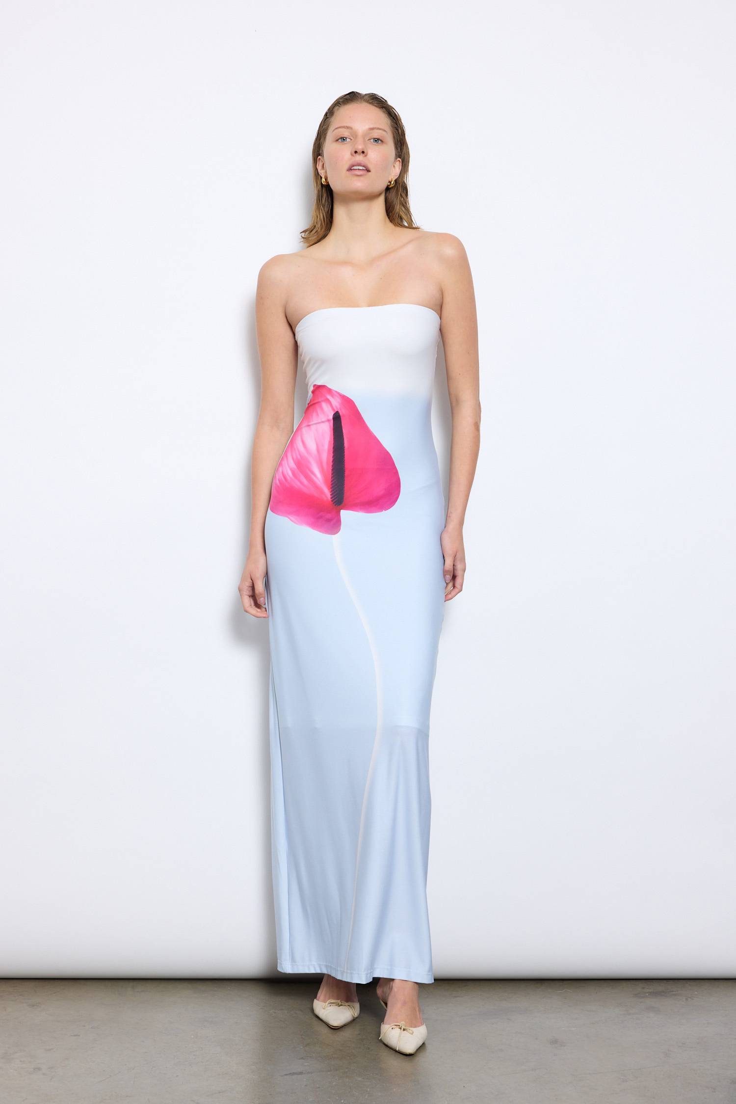 Strapless Slip Dress | Fuchsia Anthurium
