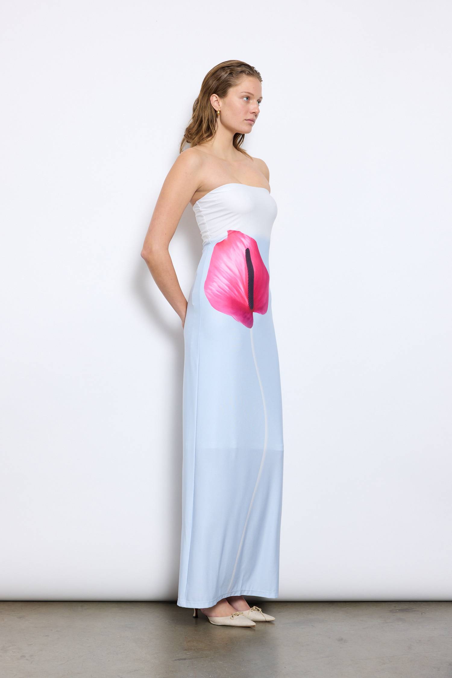 Strapless Slip Dress | Fuchsia Anthurium