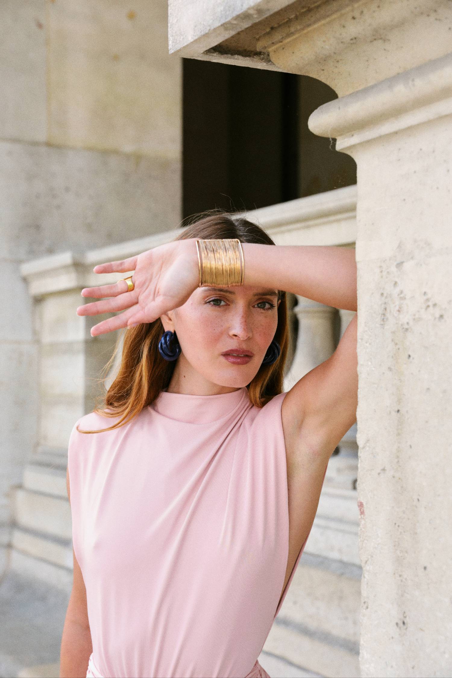 Structured Shoulder Midi Dress | Musk