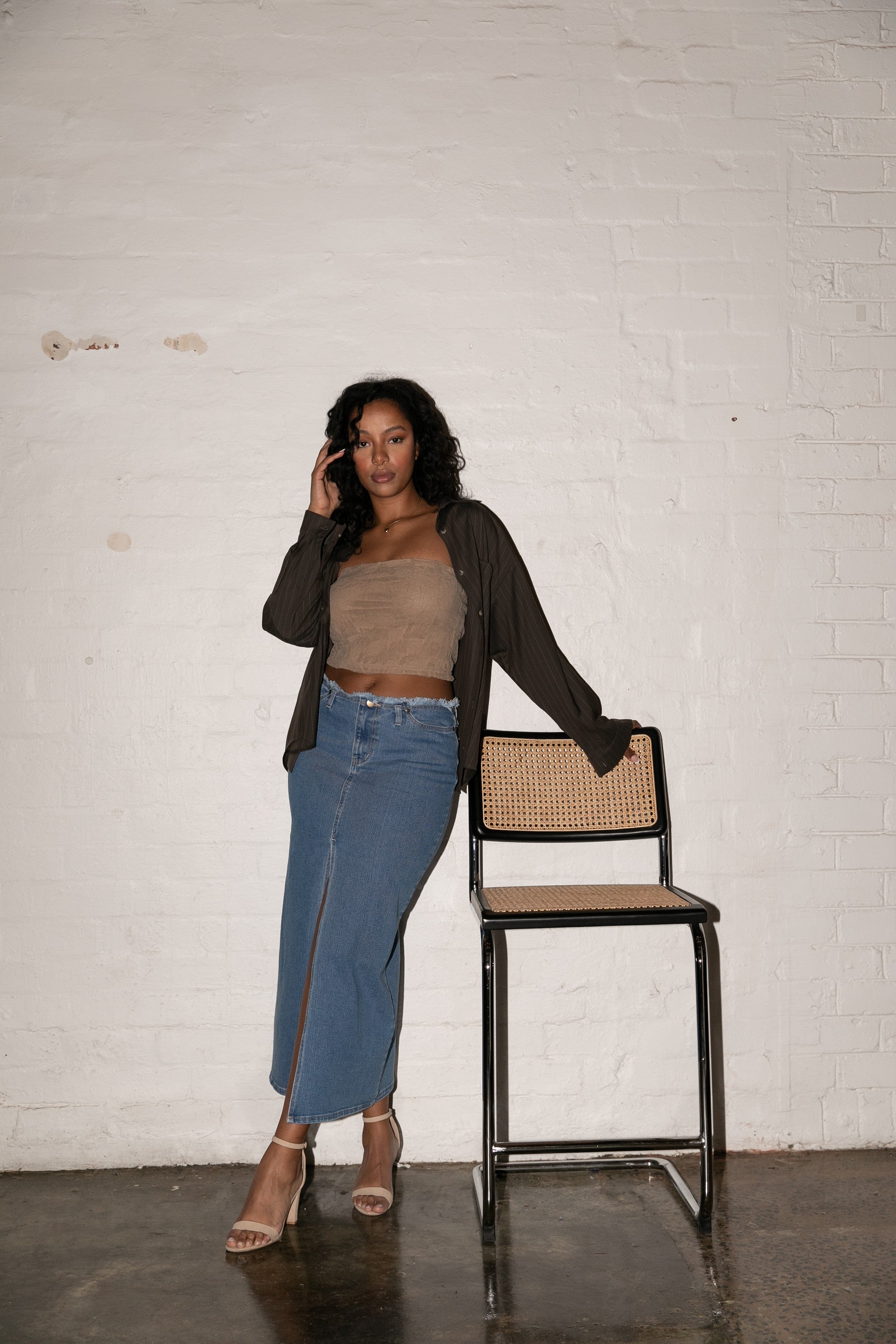 Denim Maxi Skirt | Stone Washed