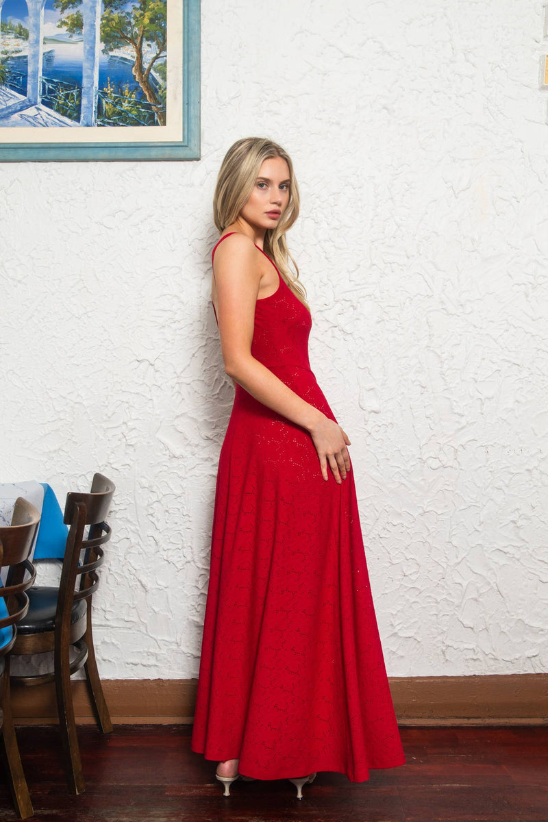 Ruffled Maxi Dress | Deep Red