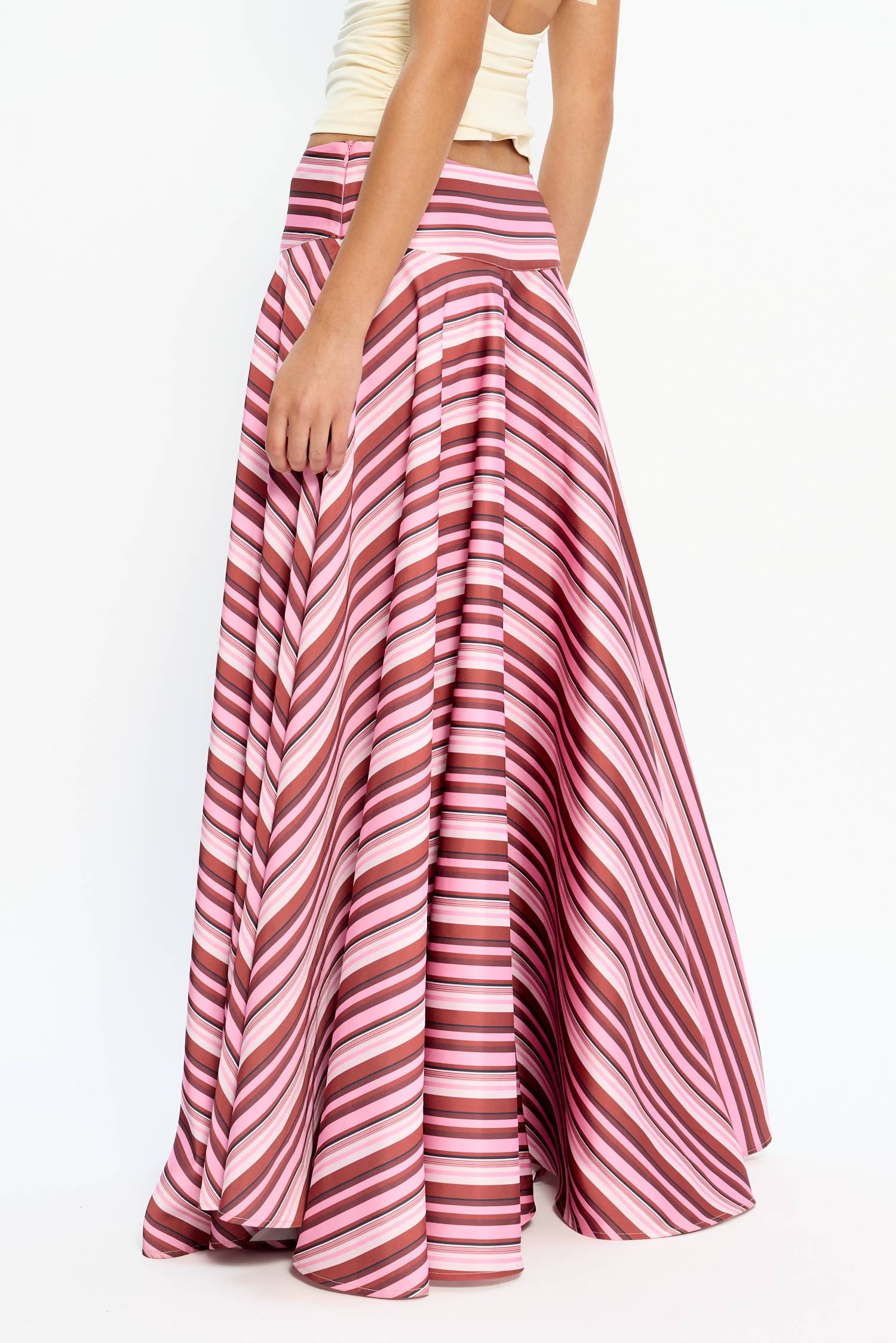 Basque Full Skirt | Magenta Stripe