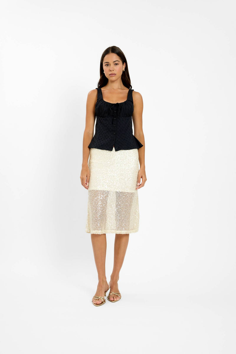 Peplum Embroidered Top | Black