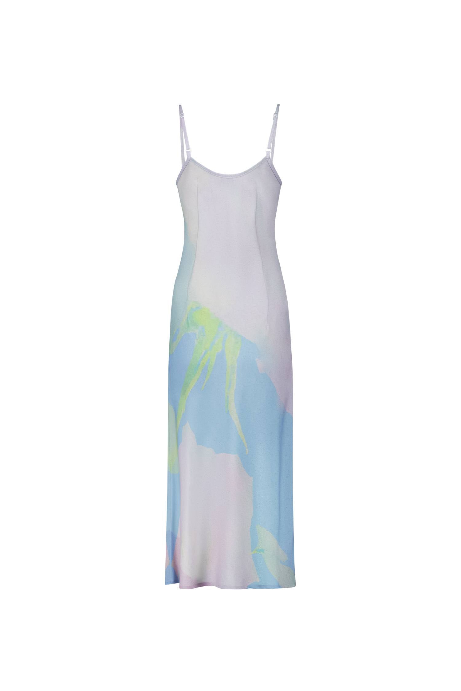 Bias Midi Slip Dress | Baby Blue Floral