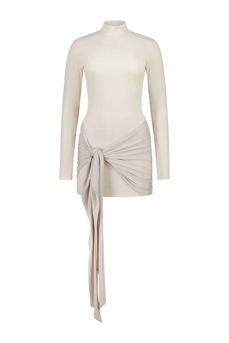 Textured Wrap Dress | Ivory