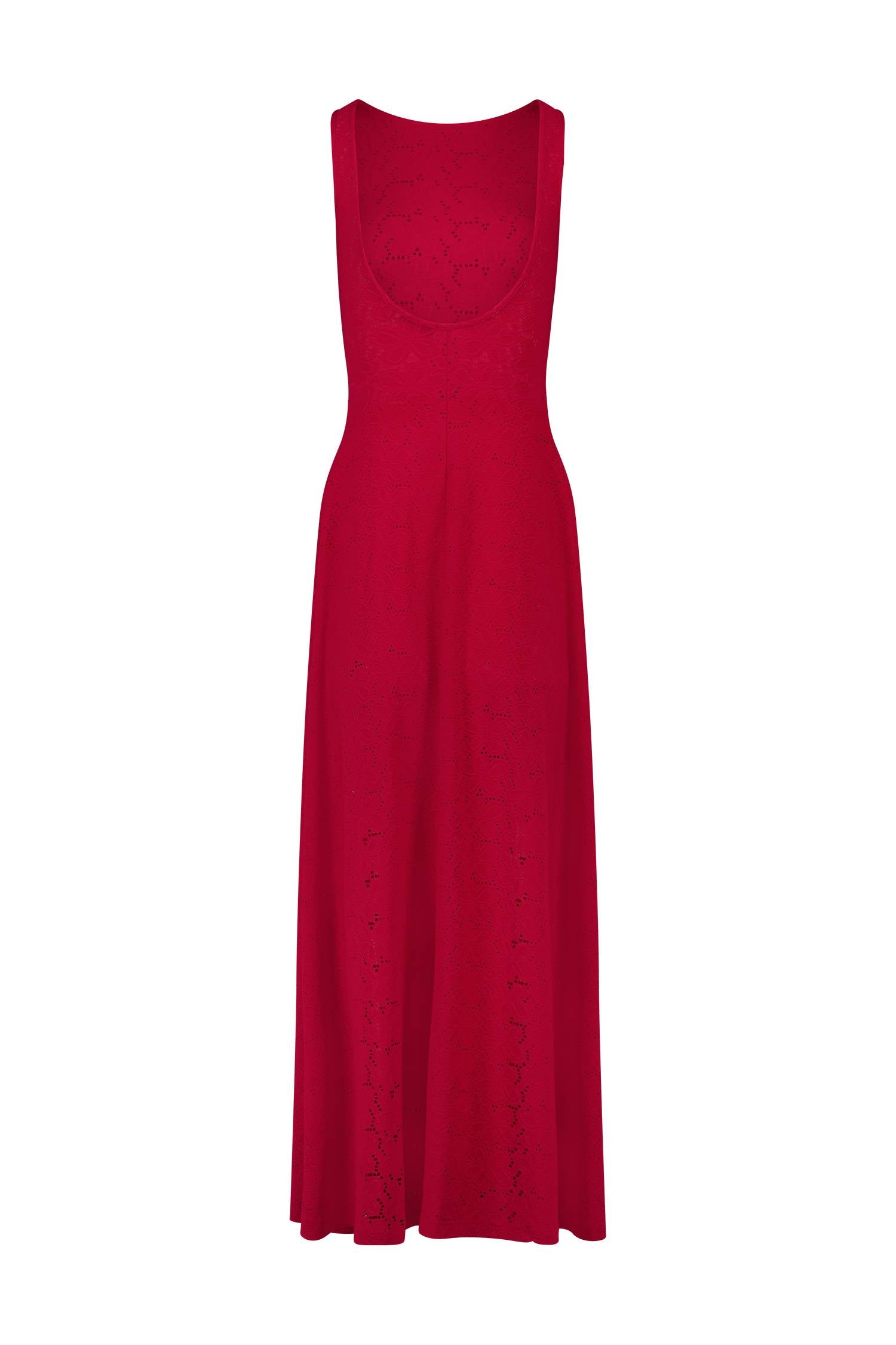 Ruffled Maxi Dress | Deep Red