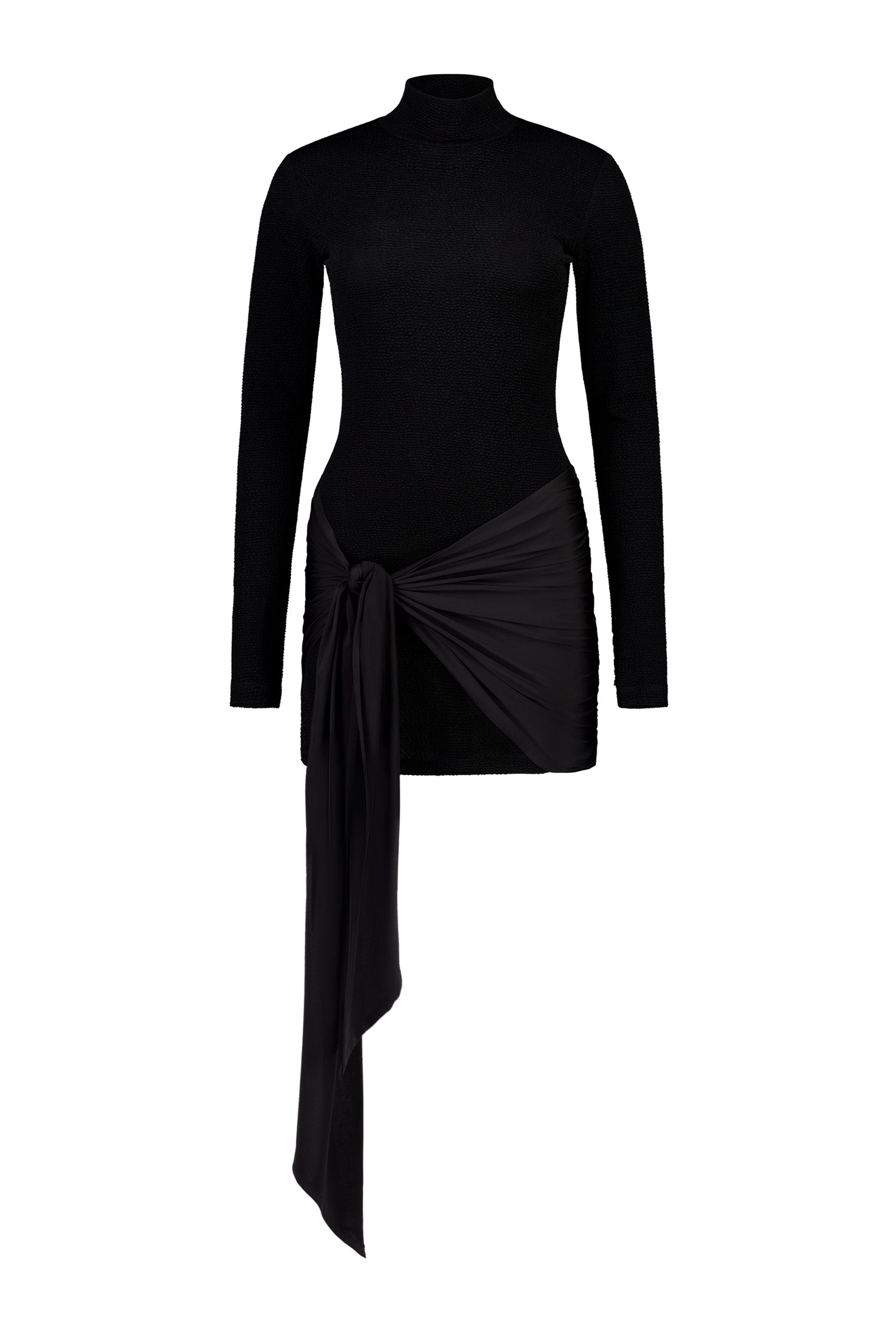 Textured Wrap Dress | Black