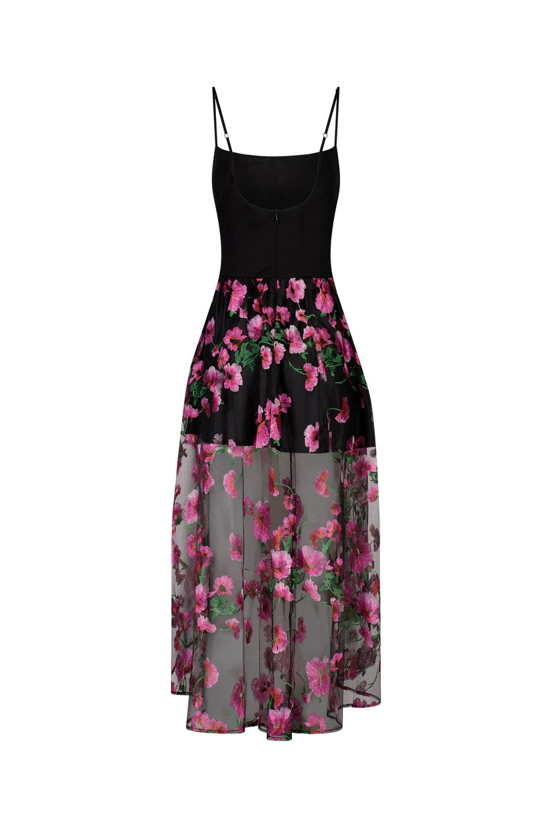 Bodice Dress | Black Embroidered Floral