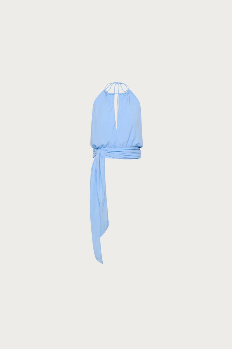 Draped Halter Top | Baby Blue
