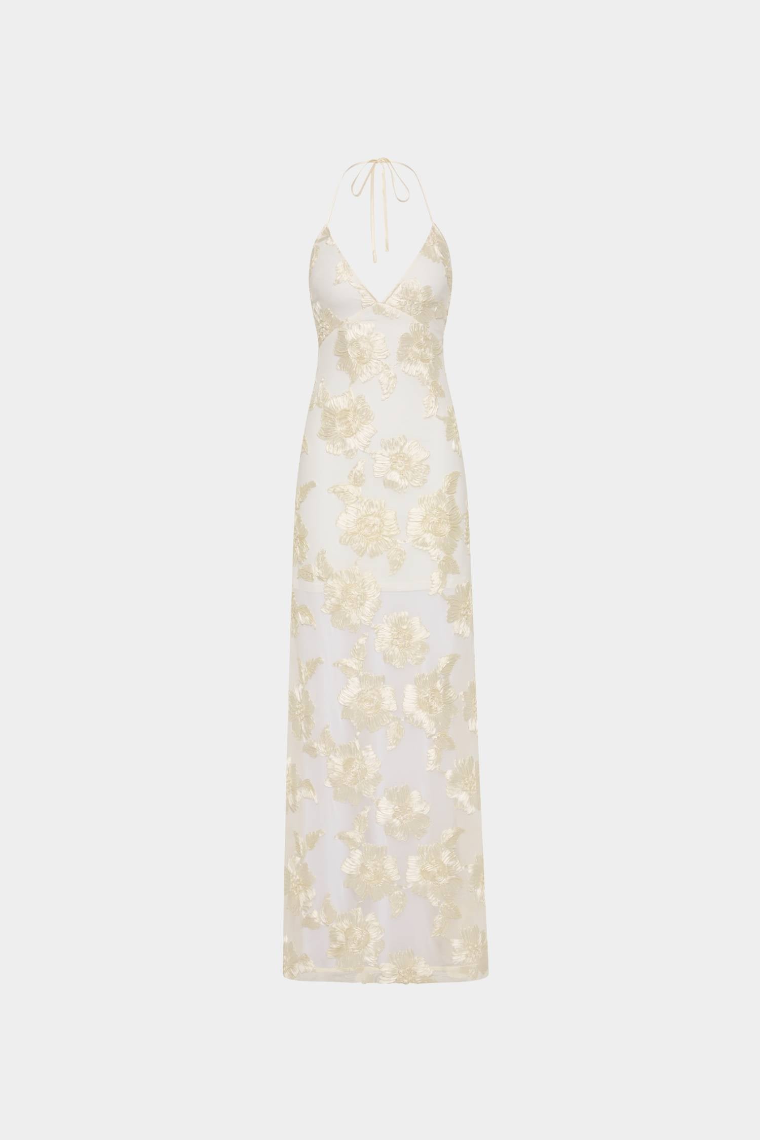 Embellished Halter Maxi Dress | Ivory
