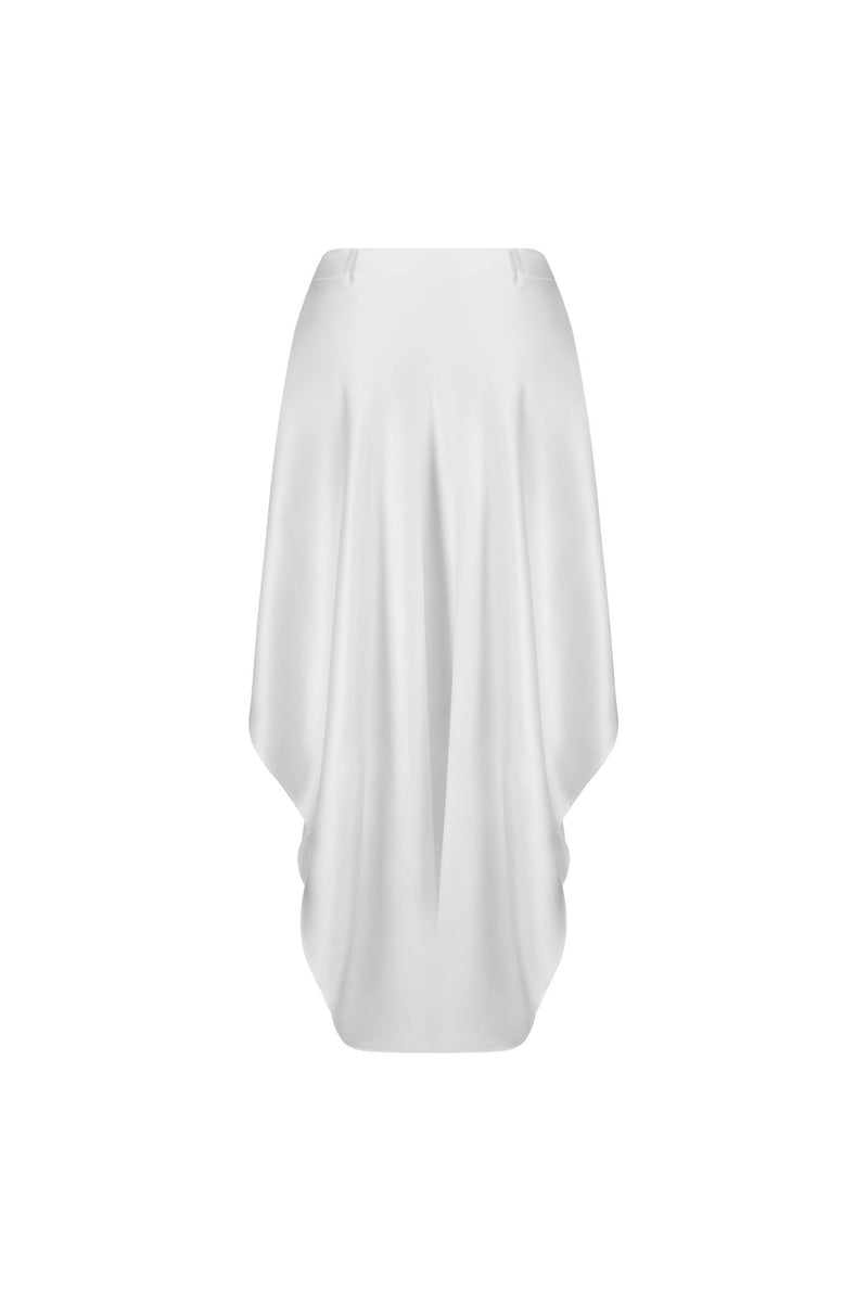 Bias Cascading Skirt | Ivory Satin