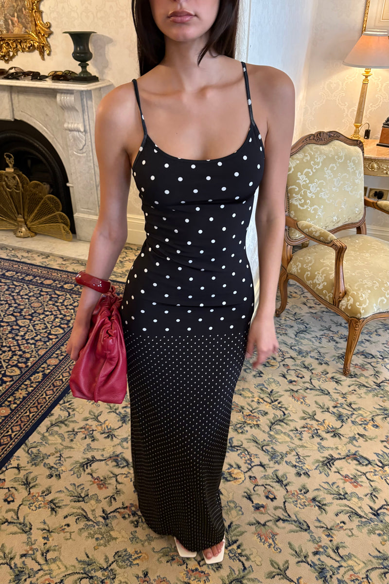 Slip Dress | Black Polka