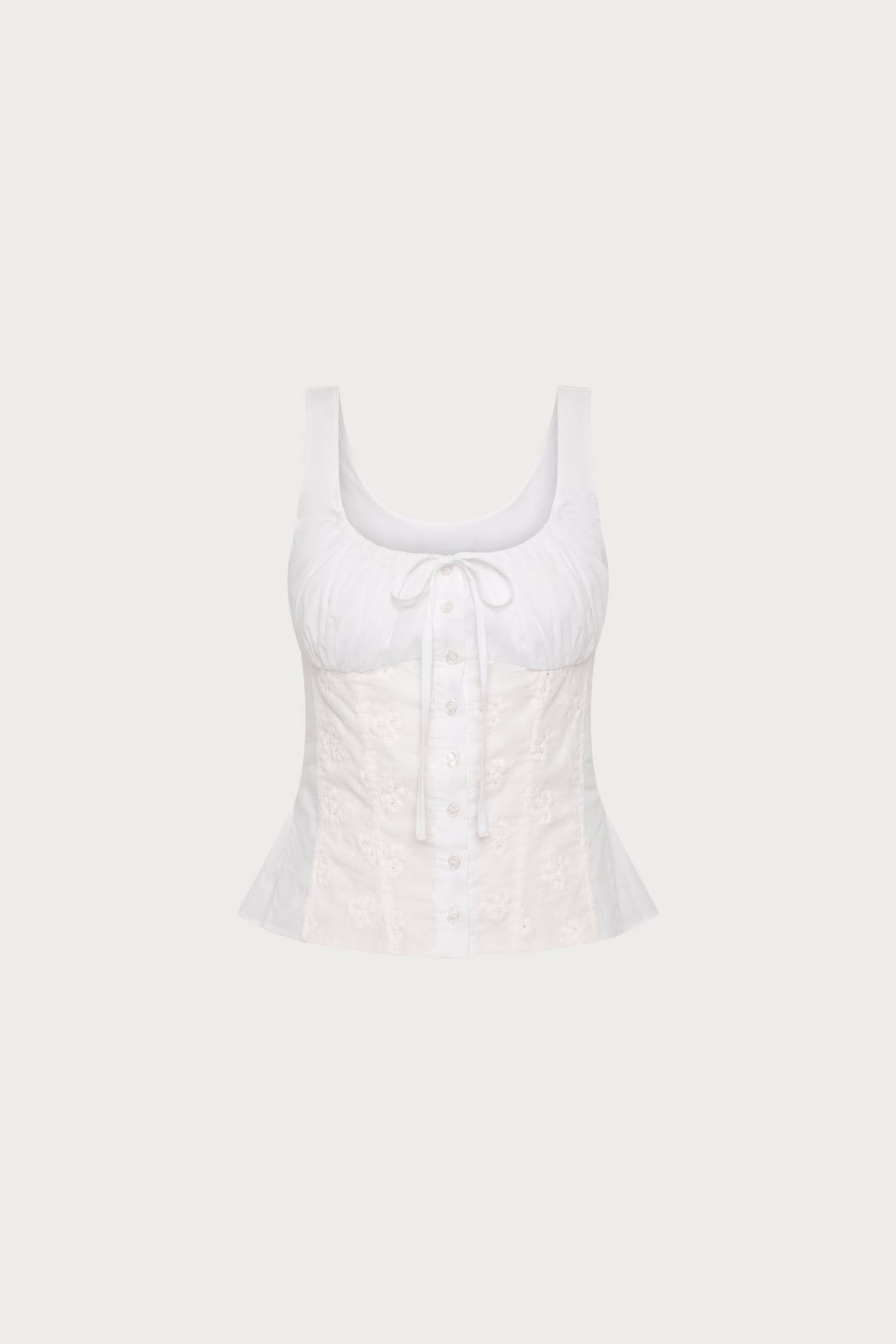 Peplum Embroidered Top | White