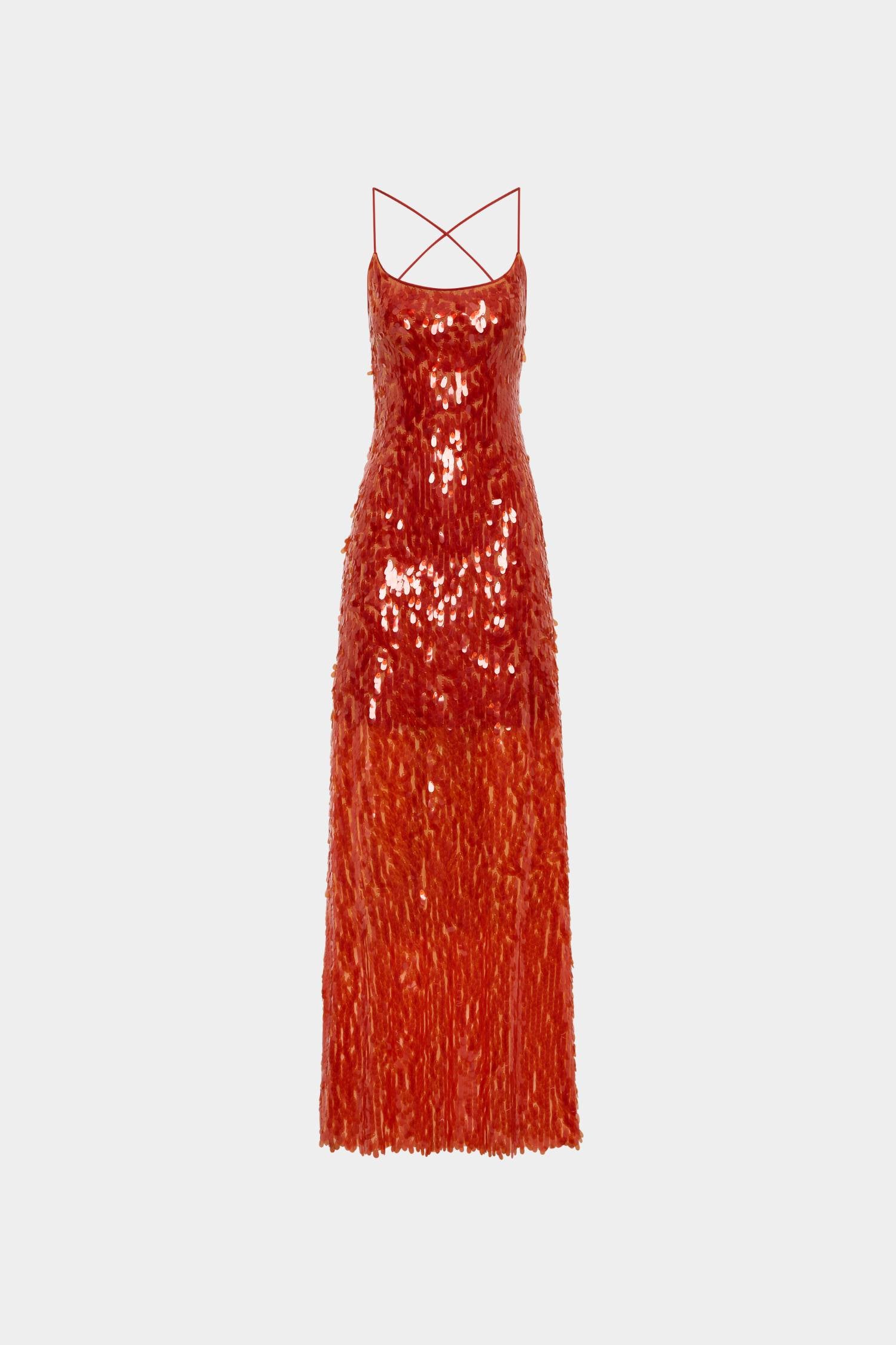 Backless Gown | Burnt Orange Sequin WITH HARPER LU Backless Gown | Burnt Orange Sequin WITH HARPER LU