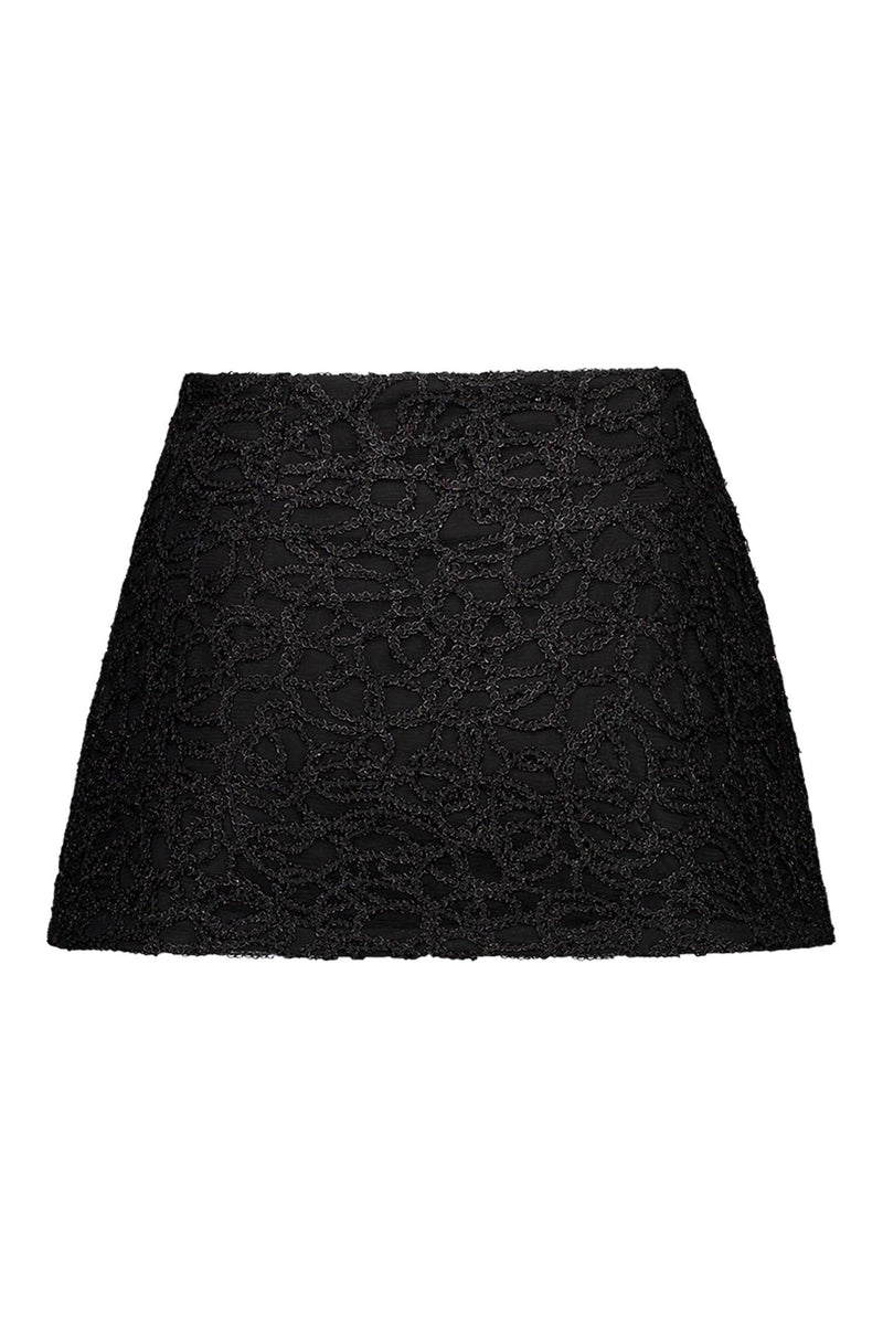 Lace Mini Skirt | Shimmer Black