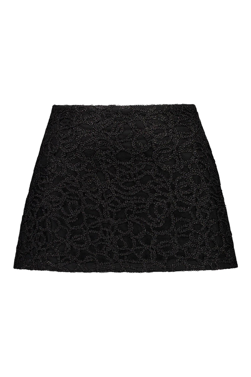 Lace Mini Skirt | Shimmer Black