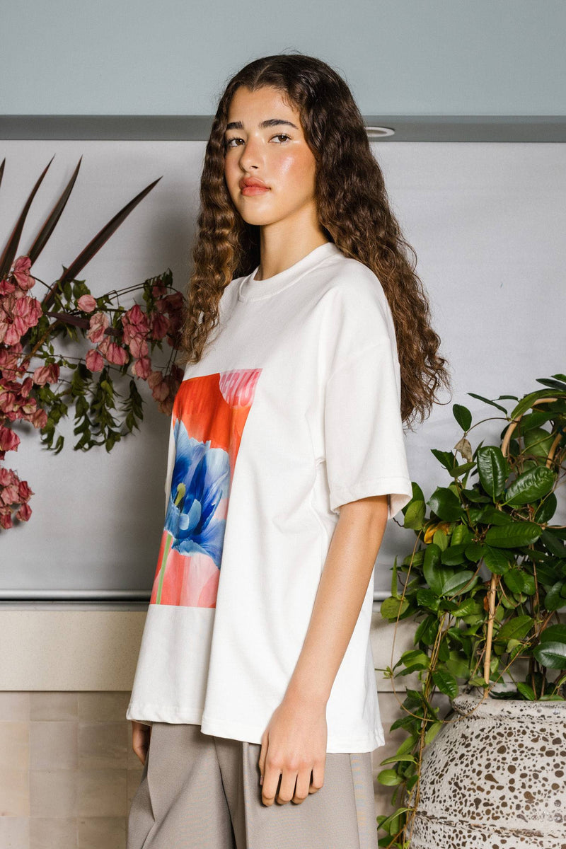 Oversized Tee | Contrast Poppy