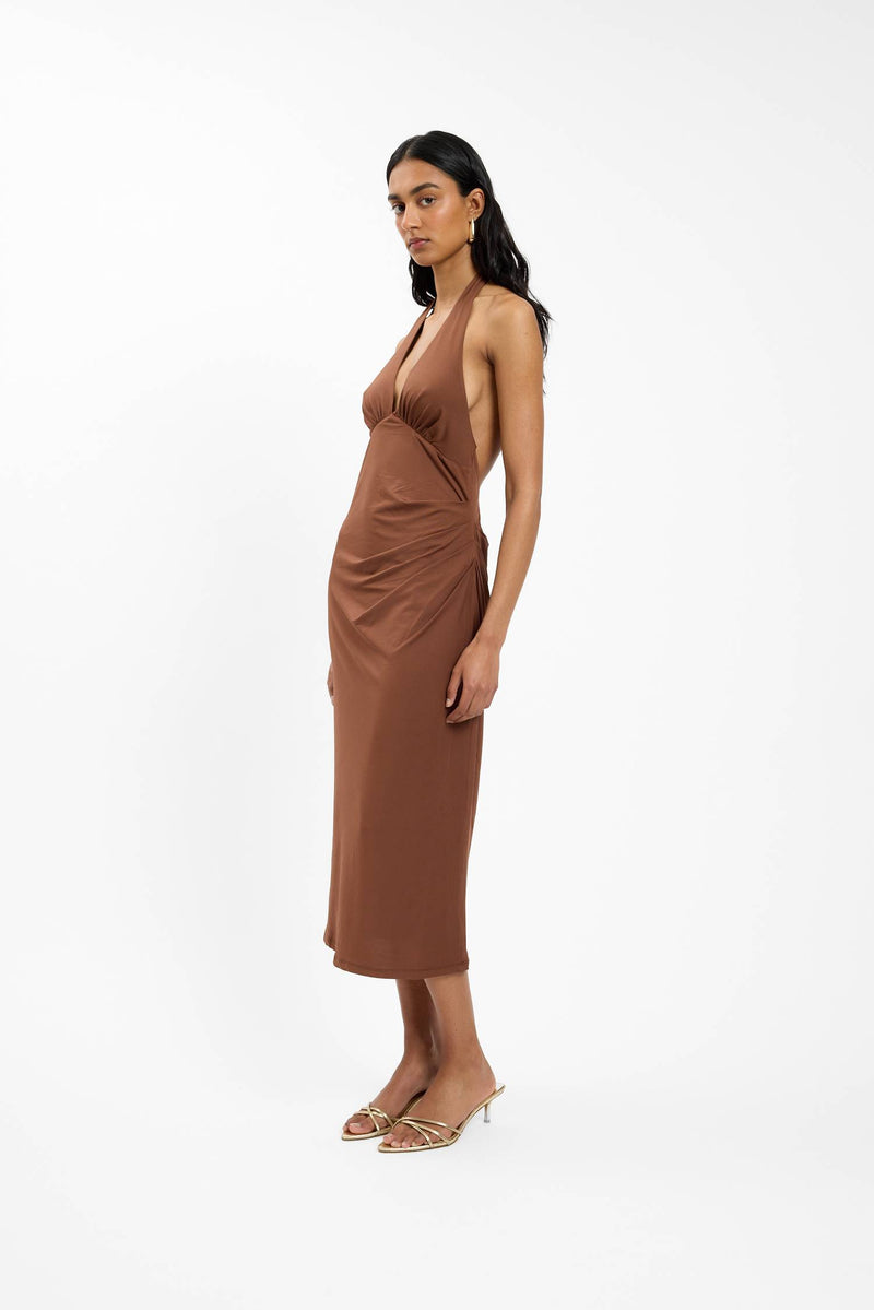 Pleated Backless Halter Dress | Cafe
