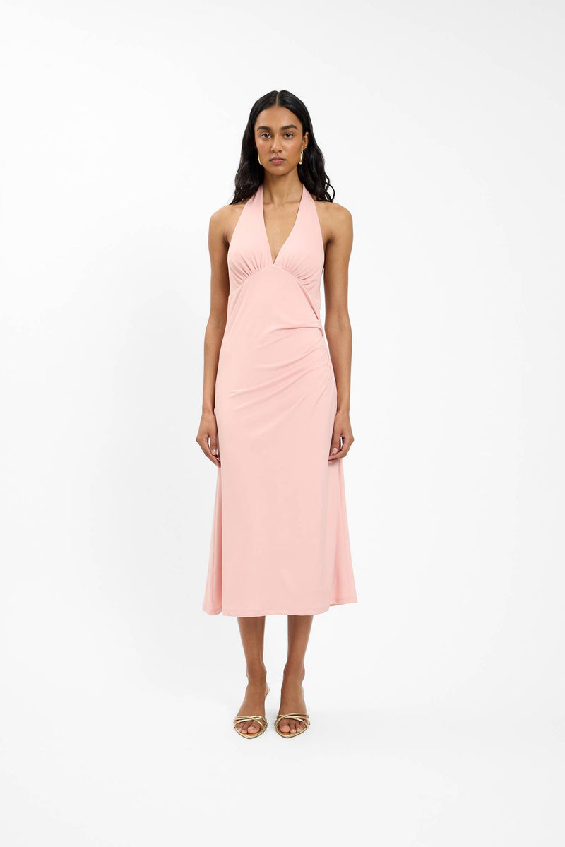 Pleated Backless Halter Dress | Musk