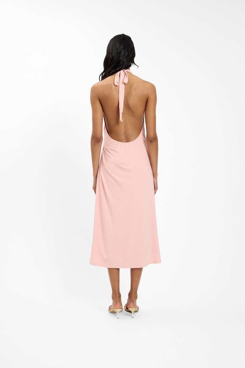 Pleated Backless Halter Dress | Musk