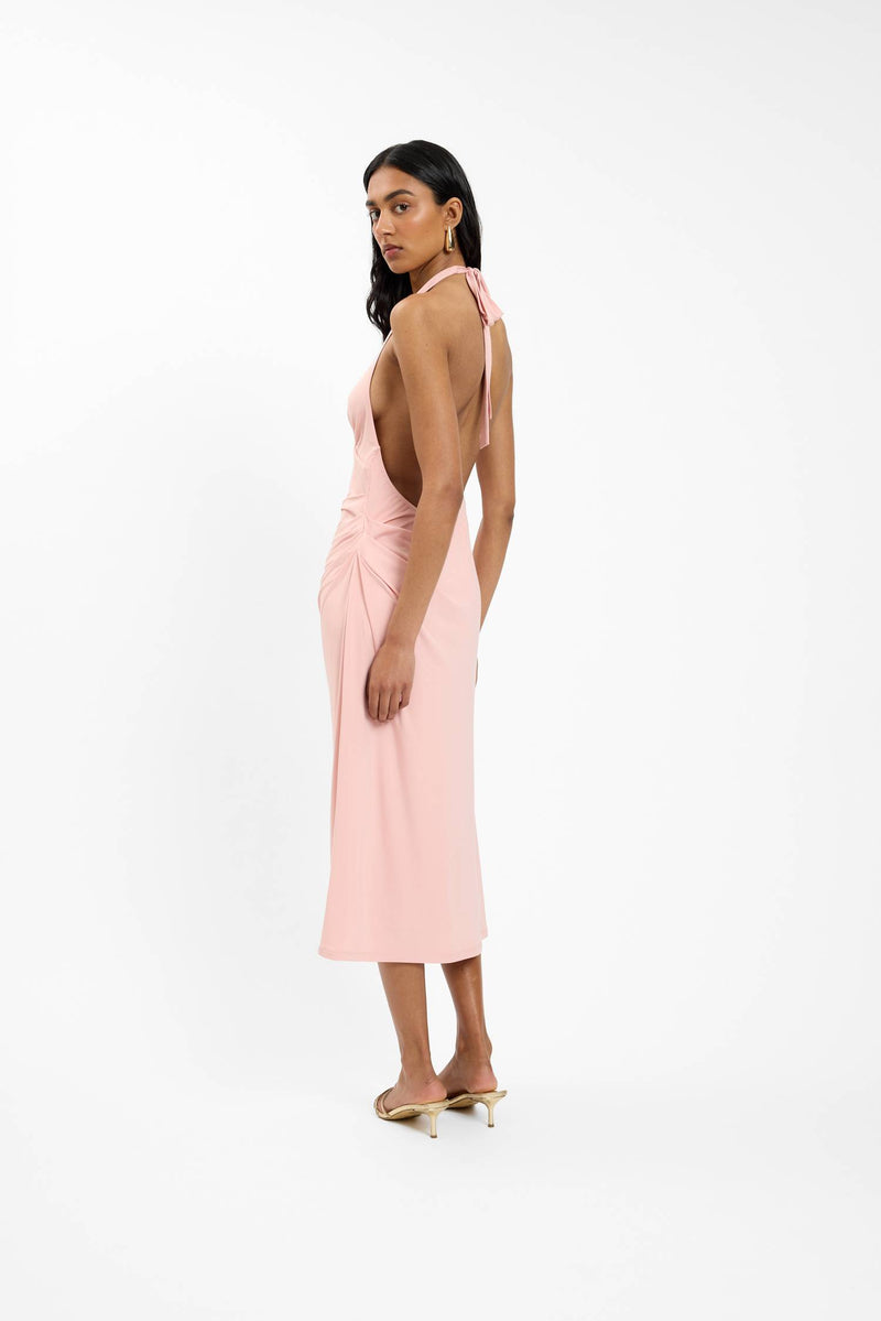 Pleated Backless Halter Dress | Musk