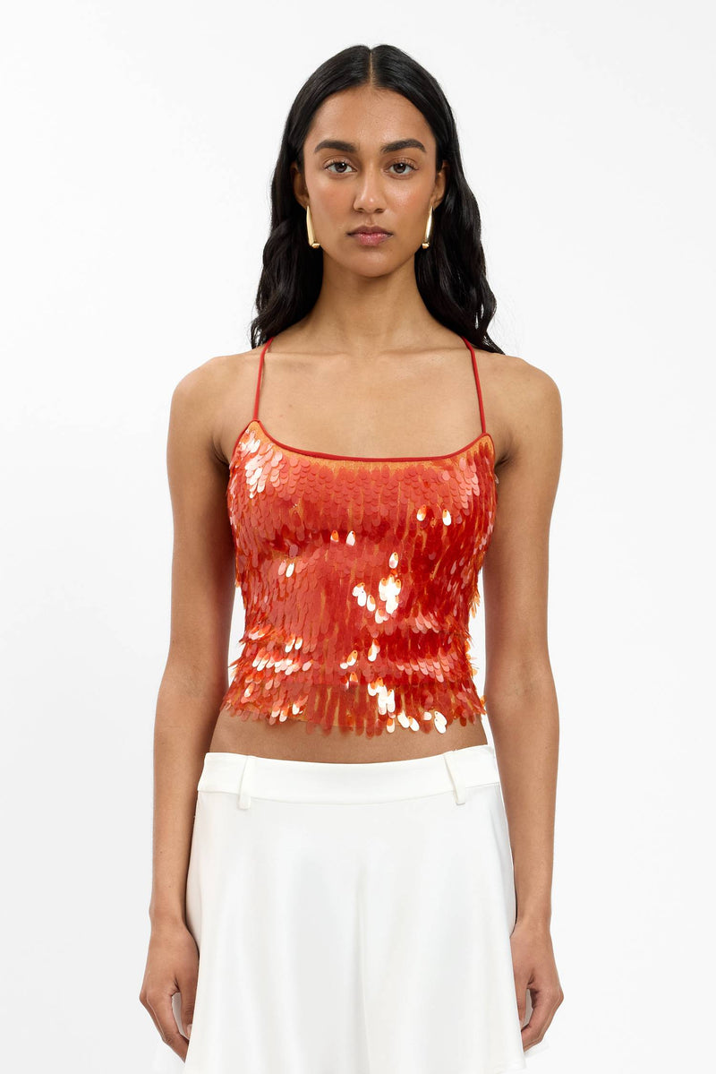 Backless Top | Burnt Orange Sequin