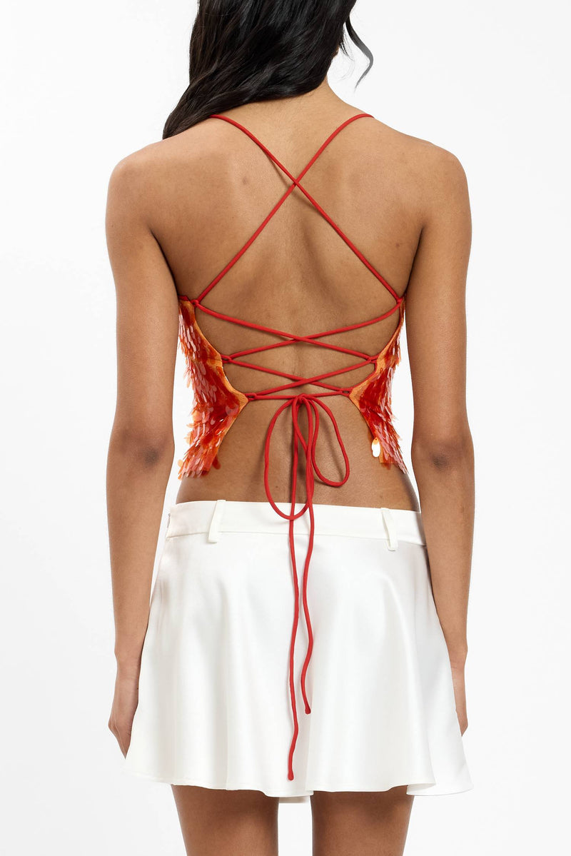 Backless Top | Burnt Orange Sequin