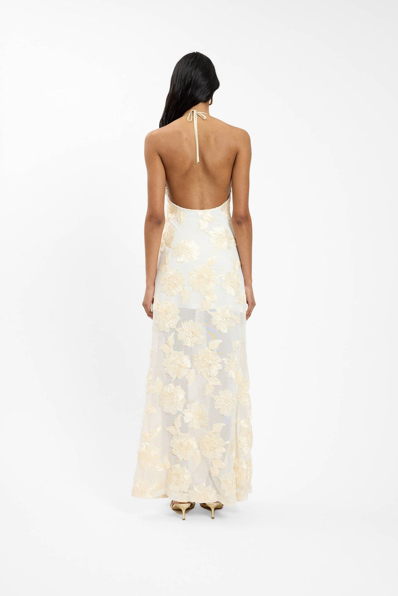 Embellished Halter Maxi Dress | Ivory