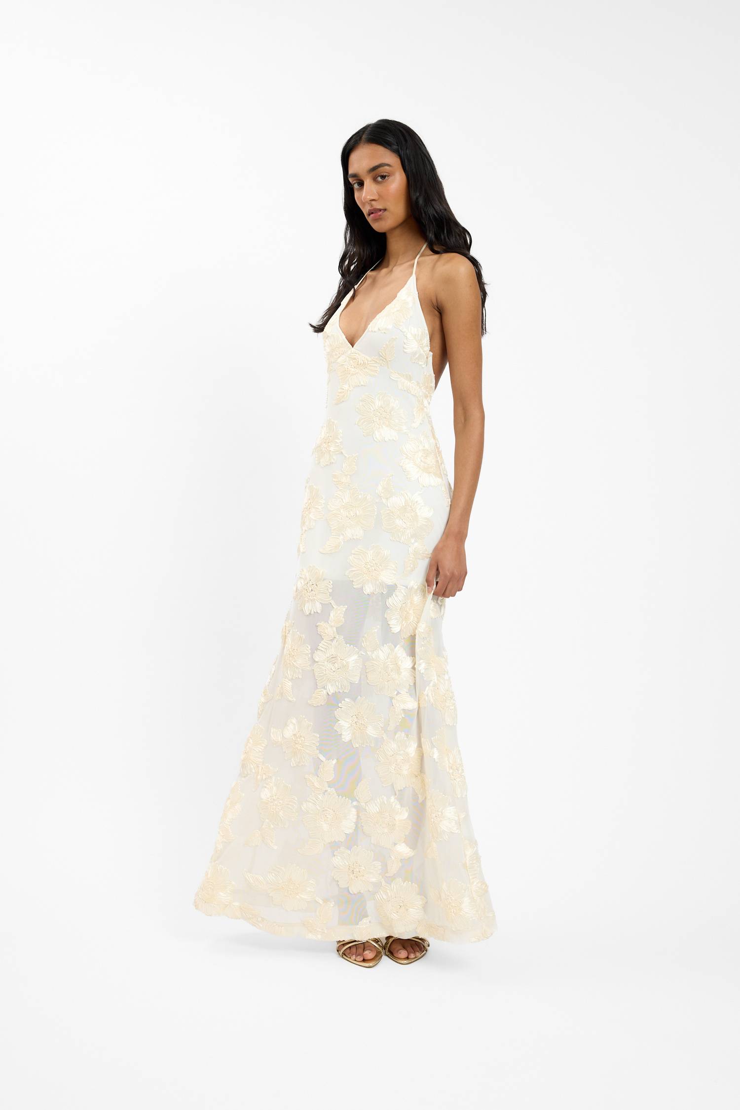 Embellished Halter Maxi Dress | Ivory