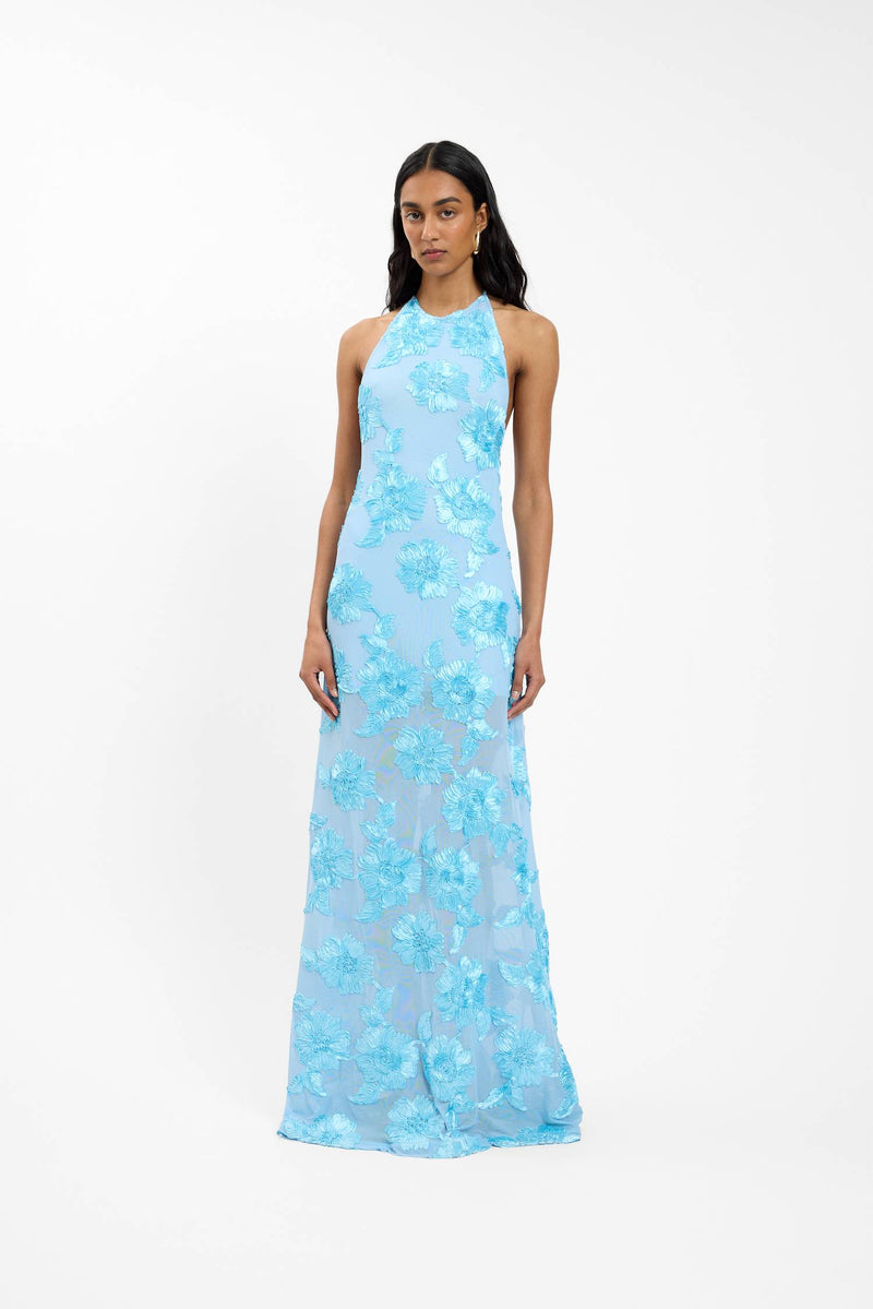 Embellished Backless Maxi Dress | Baby Blue