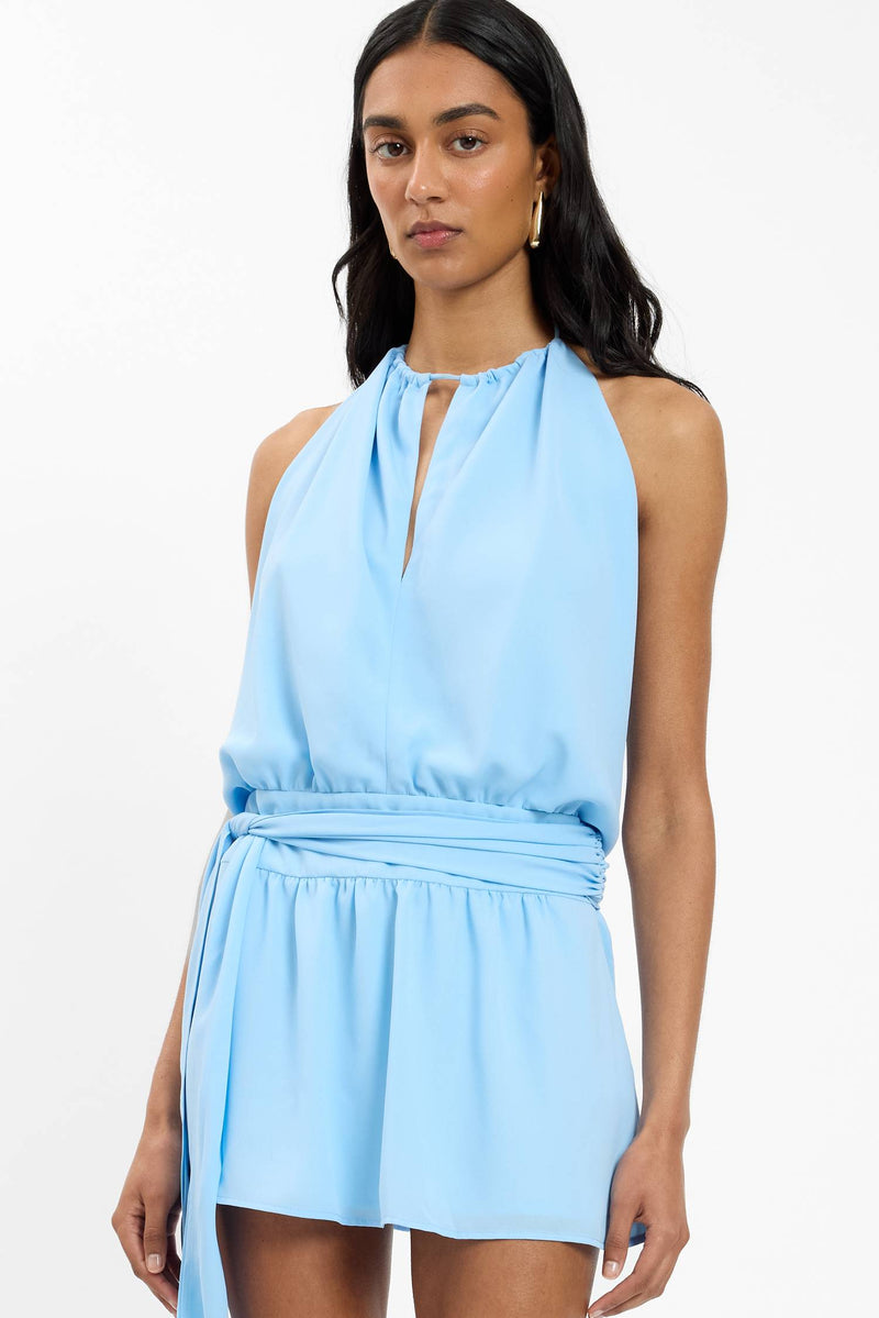 Drape Backless Mini Dress | Baby Blue