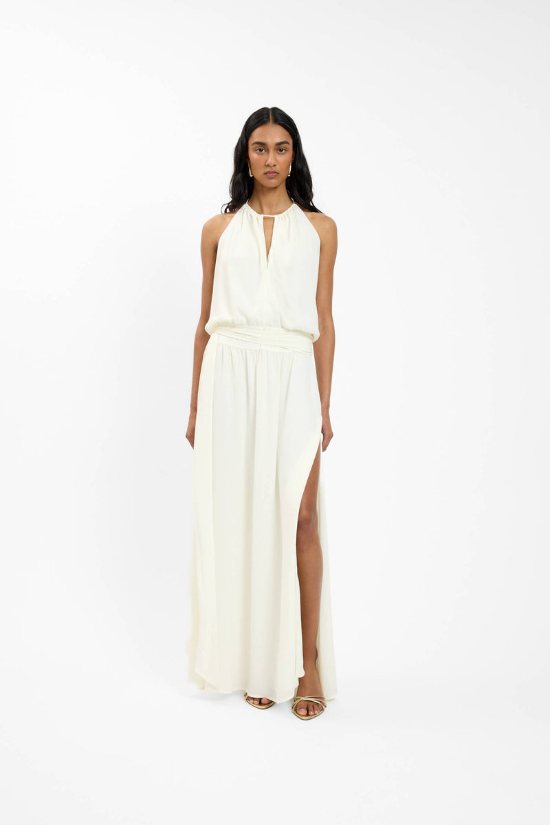 Draped Backless Gown | White