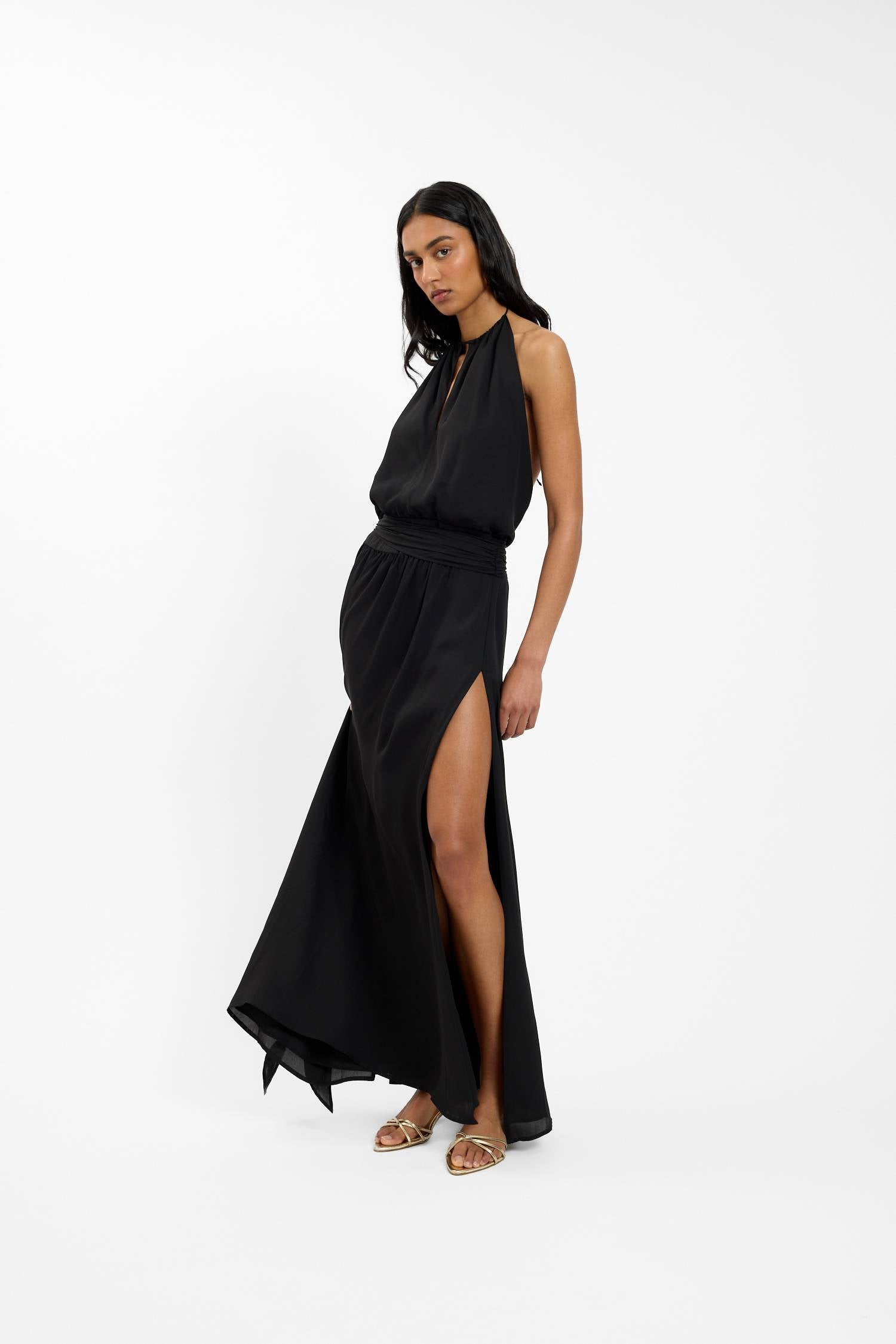 Draped Backless Gown | Black