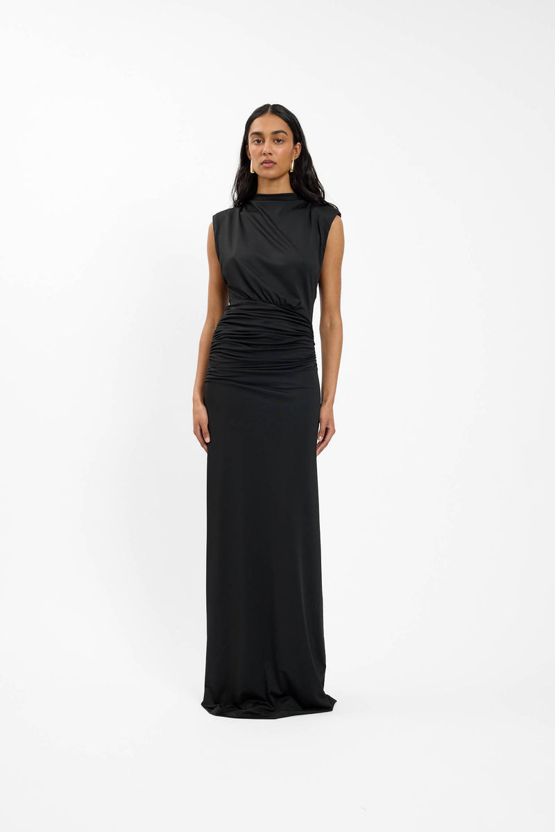 Structured Shoulder Gown | Black