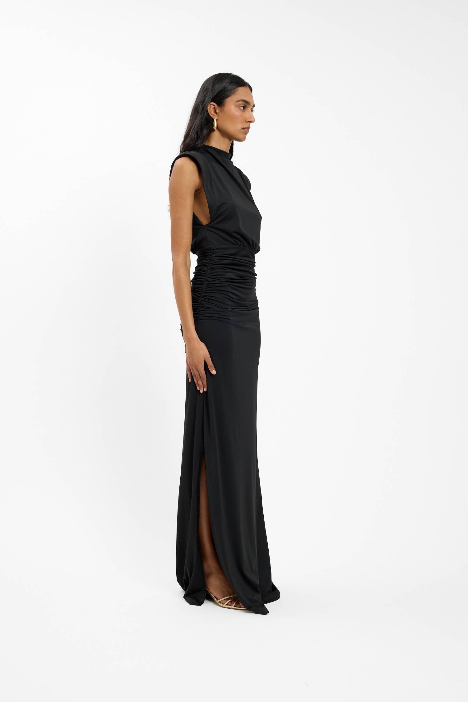 Structured Shoulder Gown | Black