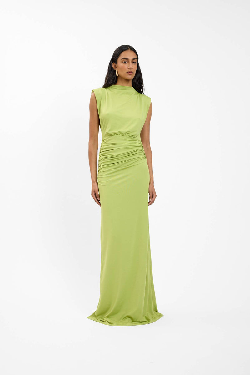 Structured Shoulder Gown | Emerald