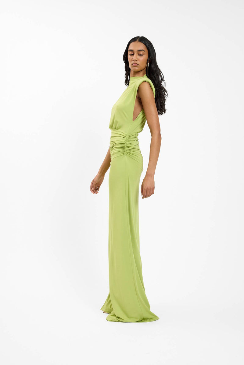 Structured Shoulder Gown | Emerald