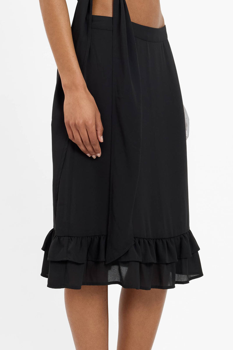 Frill Midi Skirt | Black