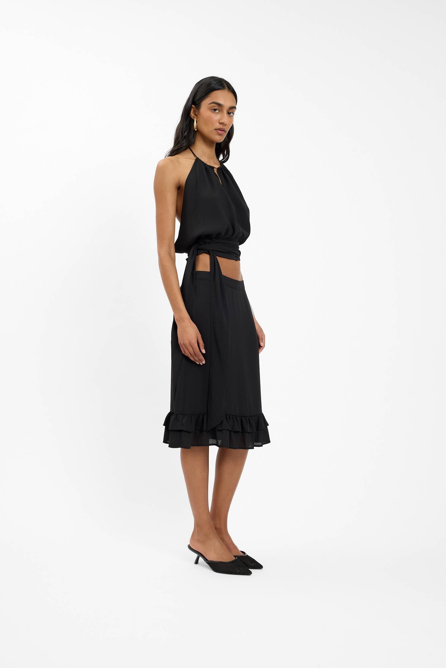 Frill Midi Skirt | Black