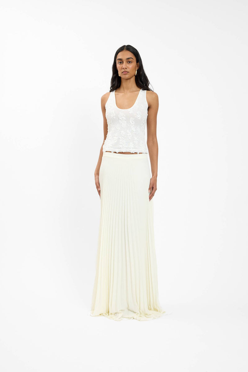 Sunray Pleat Maxi Skirt | Ivory