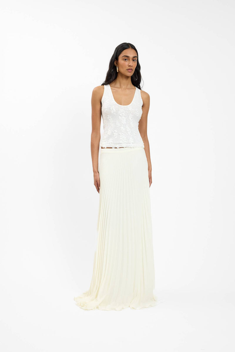 Sunray Pleat Maxi Skirt | Ivory