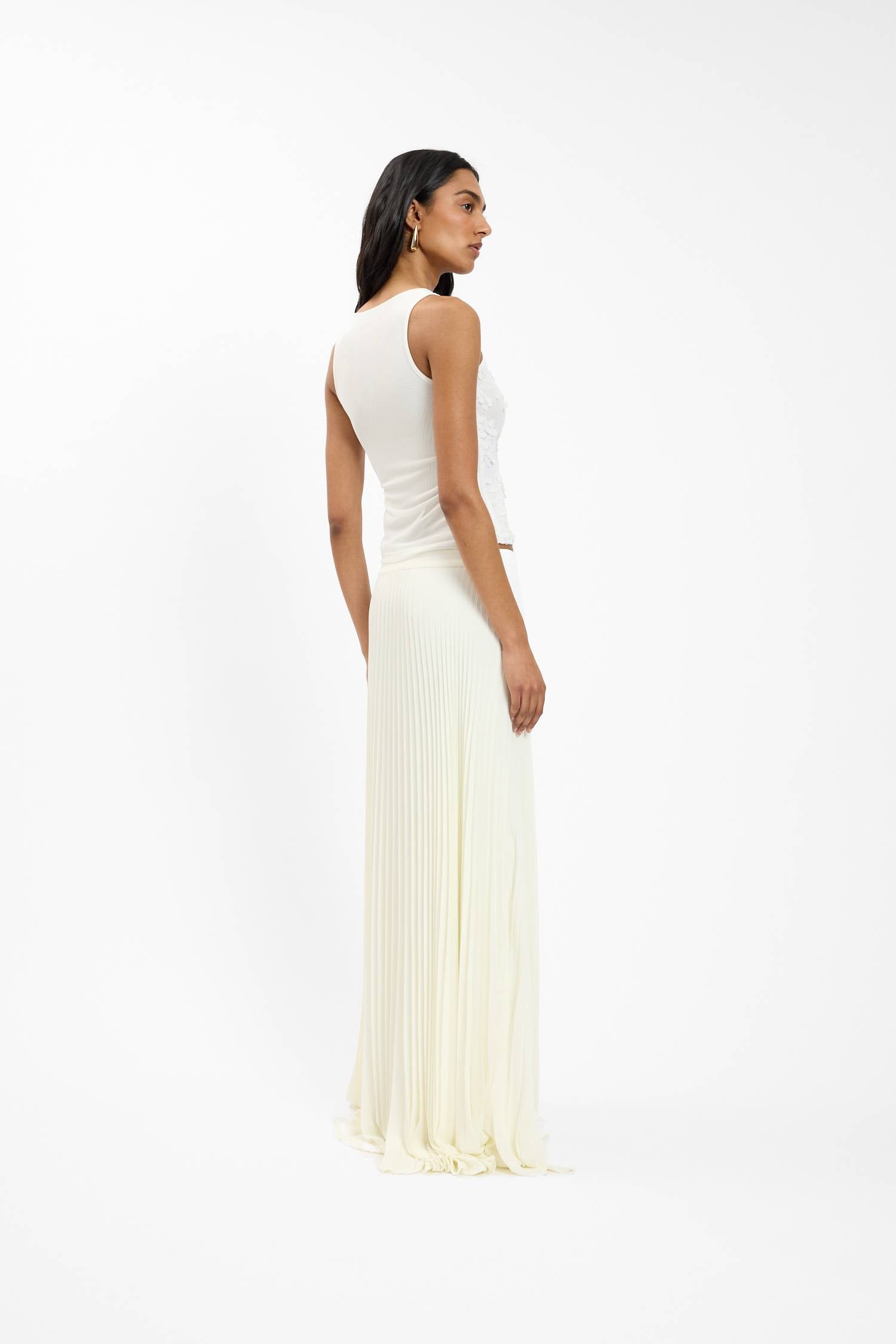 Sunray Pleat Maxi Skirt | Ivory