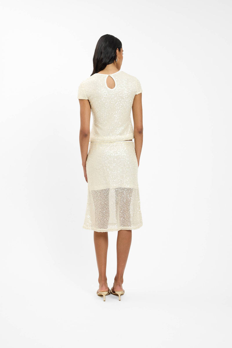 Fitted Tee | Mesh Ivory Sequin
