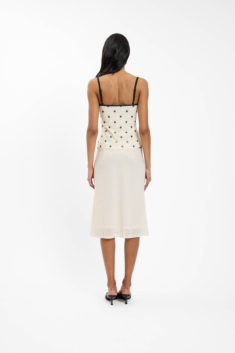 Midi Skirt | Mesh Ivory Polka
