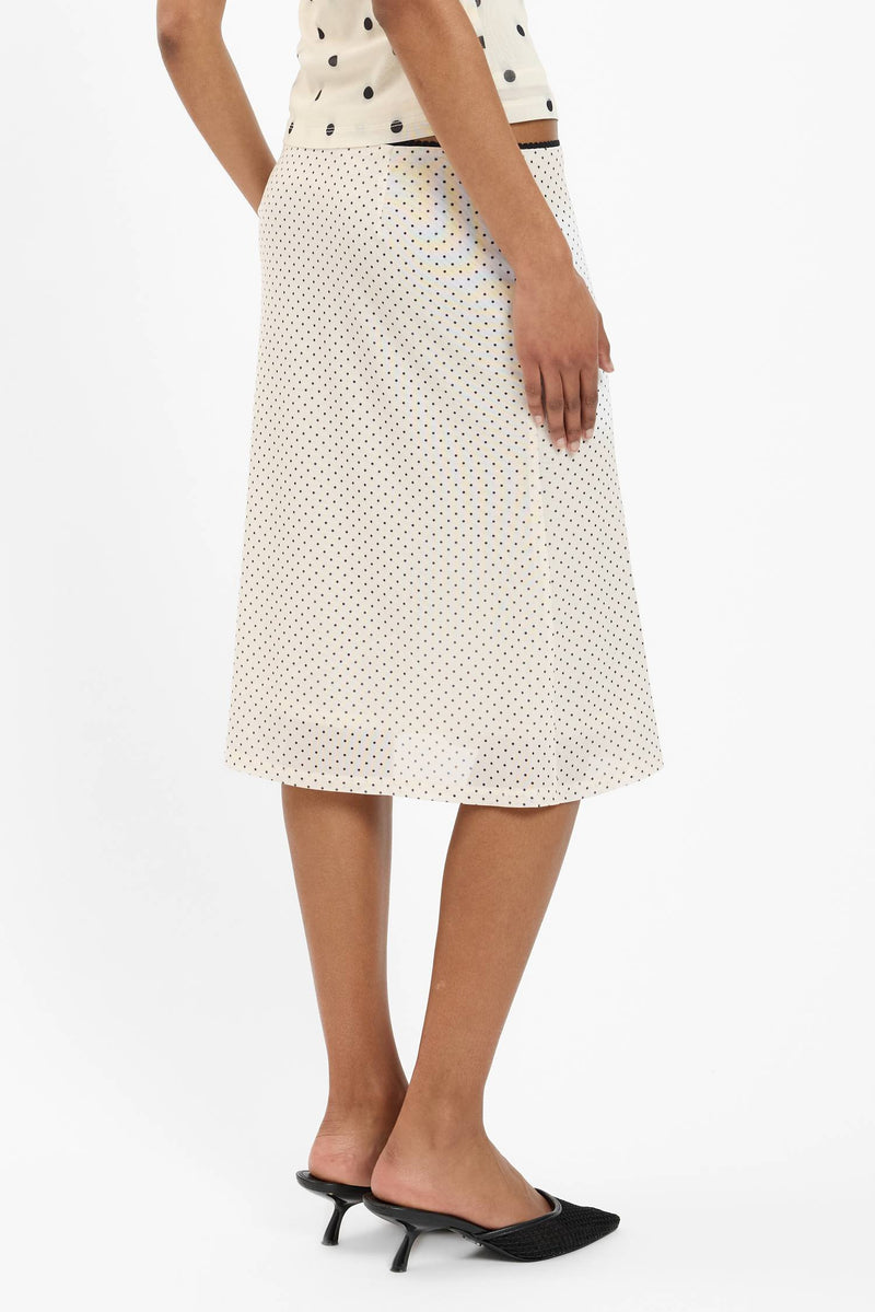 Midi Skirt | Mesh Ivory Polka