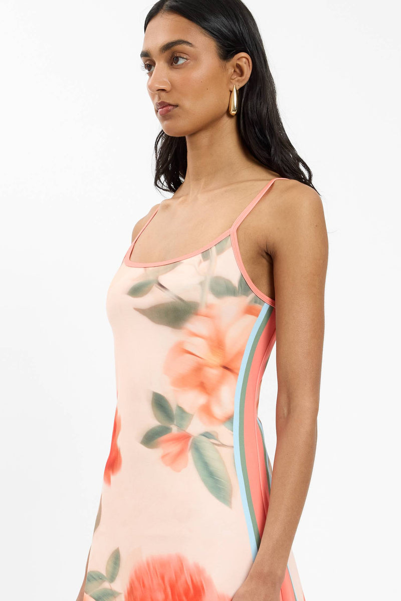 Fitted Mini Dress | Peach Floral