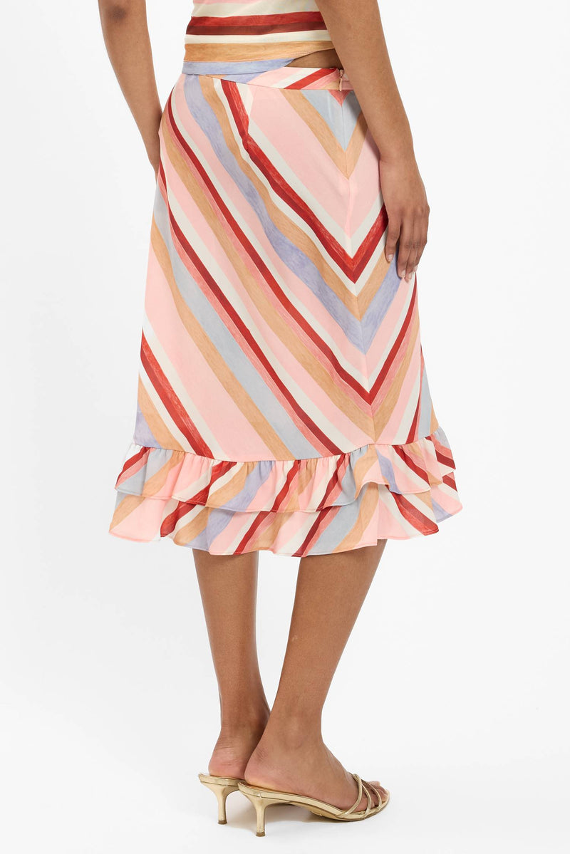 Frill Midi Skirt | Blush Stripe