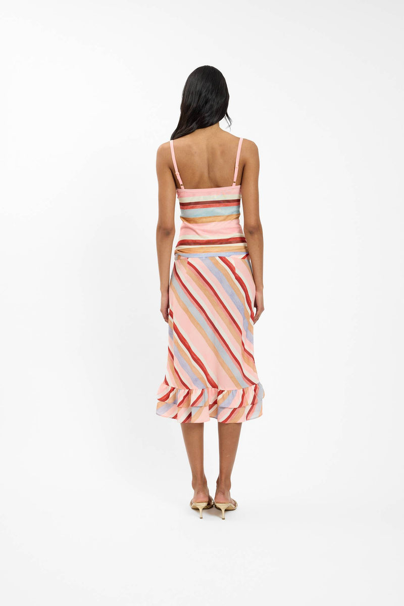 Frill Midi Skirt | Blush Stripe
